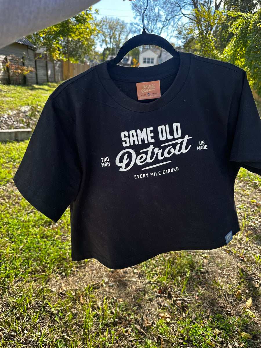 Rah Rah Cropped Tee | Faded Black – Same Old Detroit