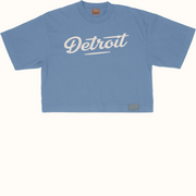 FORWARD DOWN THE FIELD Cropped Tee | Blue – Same Old Detroit