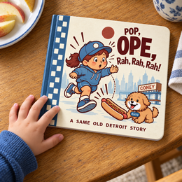 Ope on the kitchen table with a child's hand.