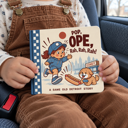 Ope in a child's hands in the back seat.